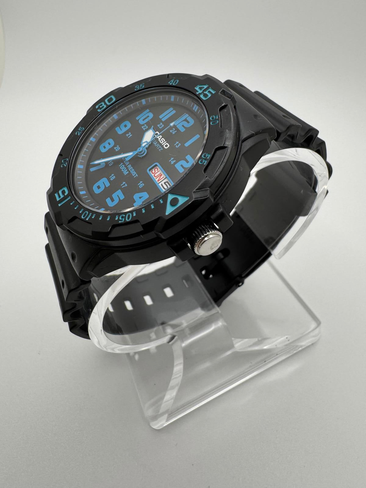 Casio MRW-200H Black & Blue Diver Style Quartz Watch 43mm | 100M Water Resist