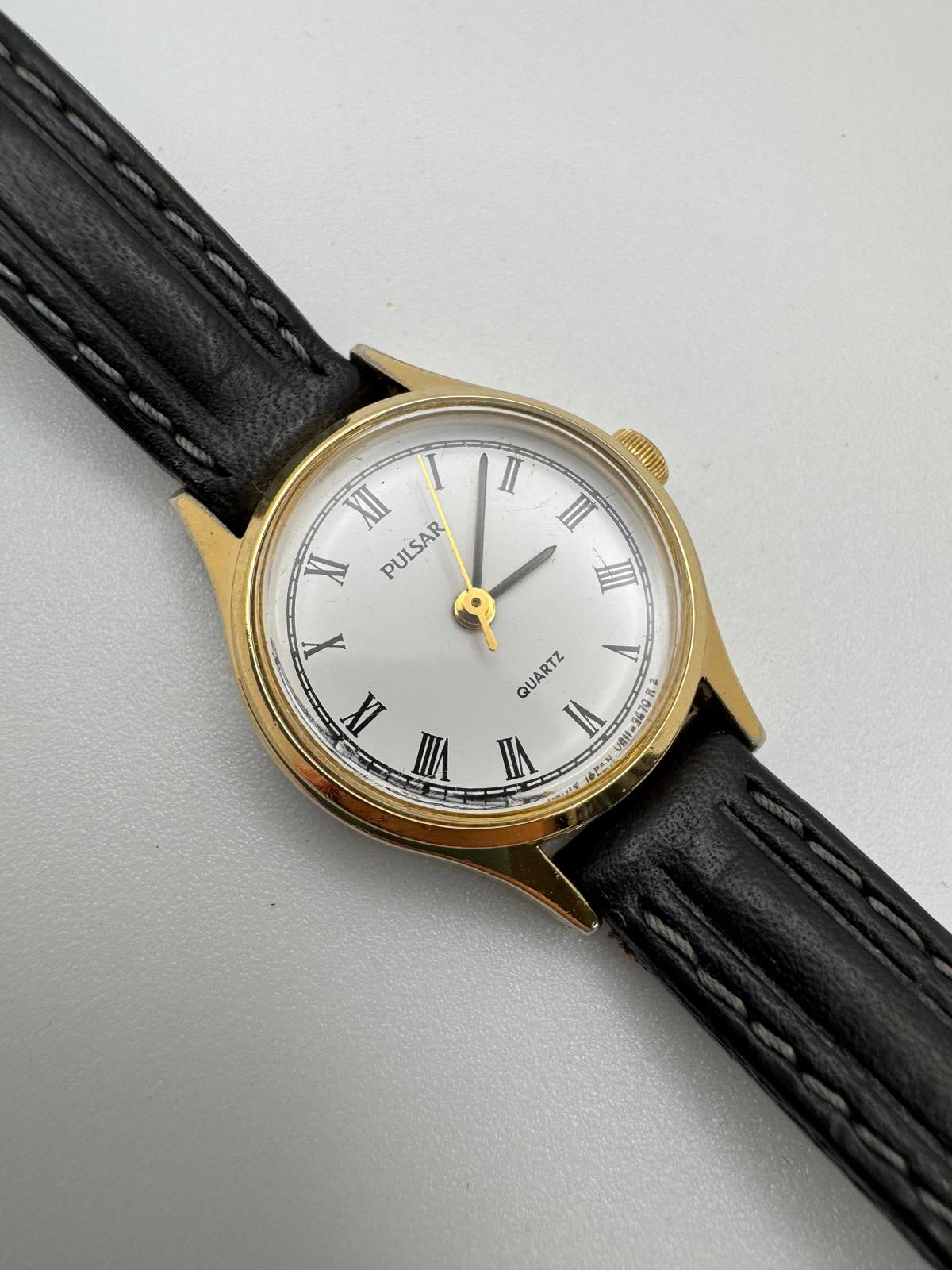 Vintage Pulsar Gold Tone Petite Quartz Watch 21mm Roman Dial Japan Movement
