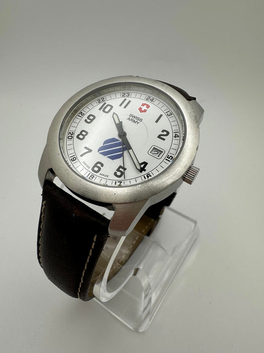 Victorinox Swiss Army Men’s 38mm Watch – White Dial, Date, Leather Strap
