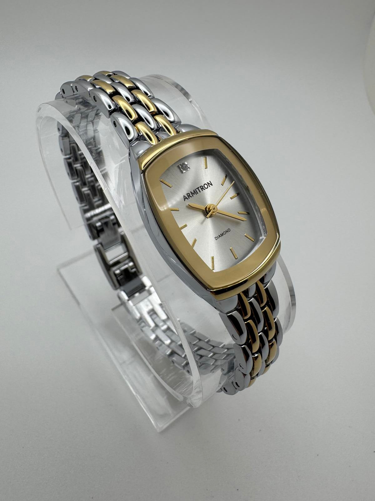 Armitron Women’s Diamond Accent Watch – 20mm Two-Tone Silver Gold Dress Quartz