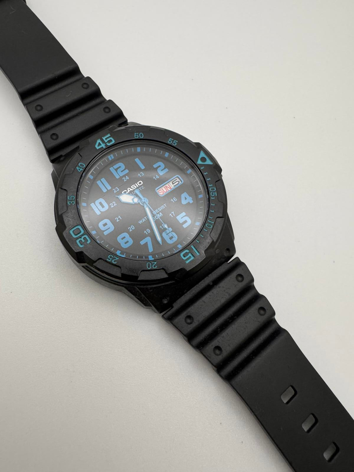 Casio MRW-200H Black & Blue Diver Style Quartz Watch 43mm | 100M Water Resist