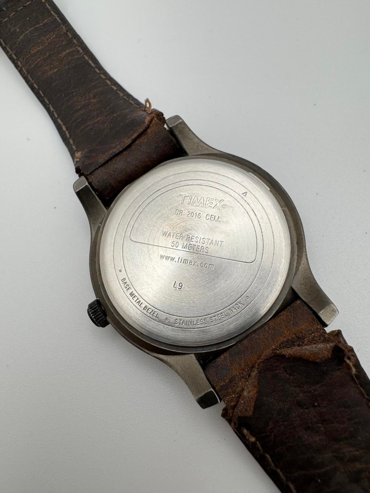 Timex Expedition 38mm Stainless Steel Quartz Watch with Brown Leather Band