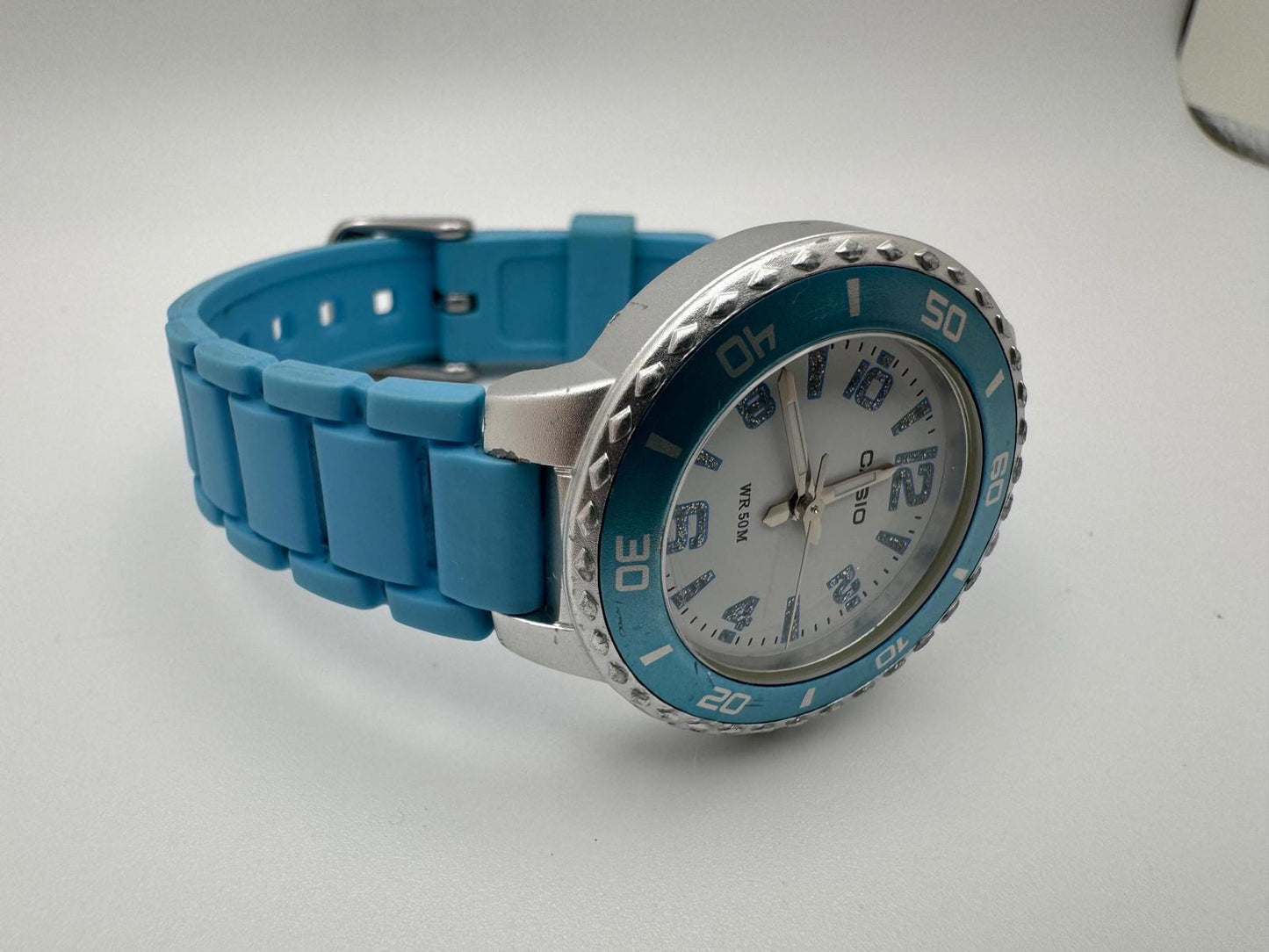 Casio Women’s 32mm Blue Sport Watch – New Battery, WR 50M, LTP-1331, Aluminum Stainless Steel Back