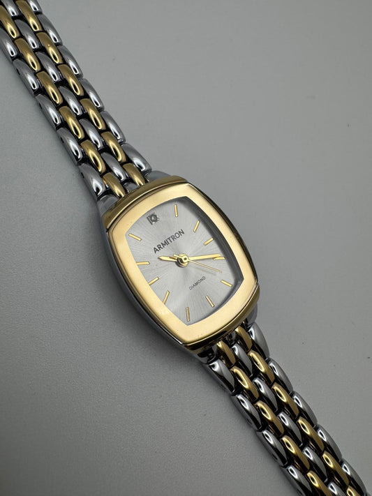 Armitron Women’s Diamond Accent Watch – 20mm Two-Tone Silver Gold Dress Quartz