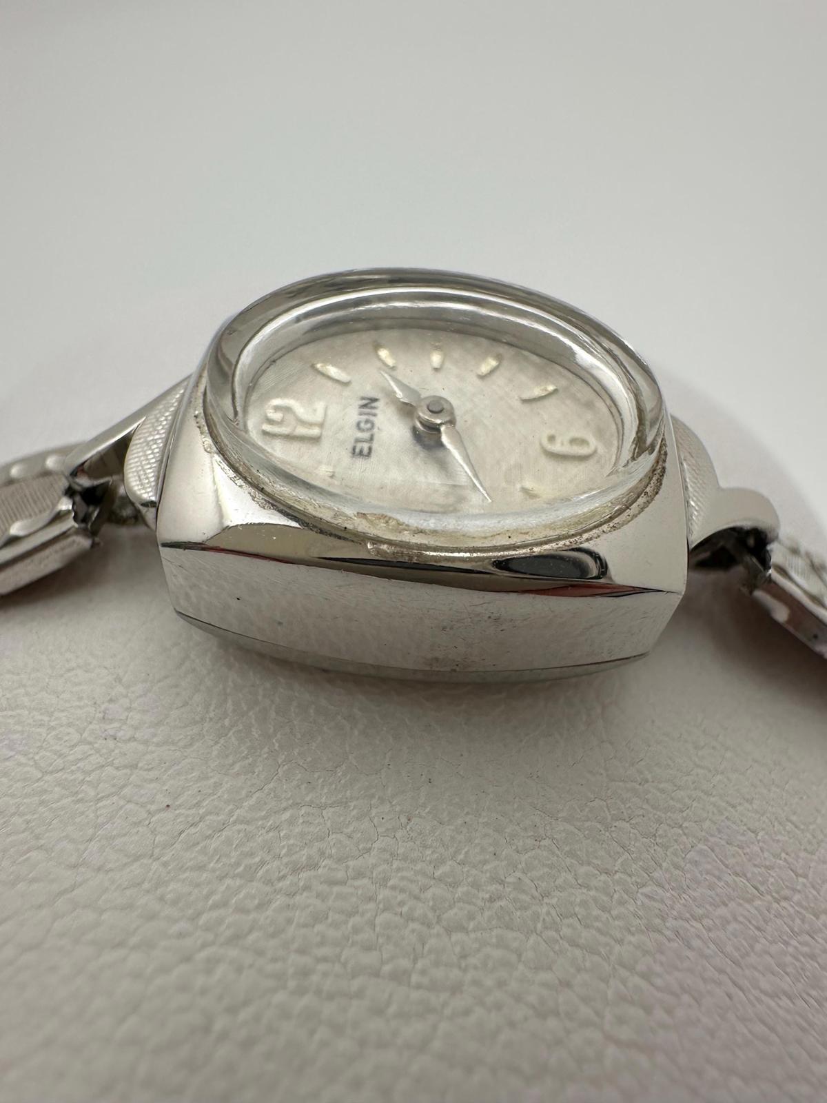 Vintage Elgin Womens Watch 10K RGP Bezel Manual Wind Textured Dial Admiral Band