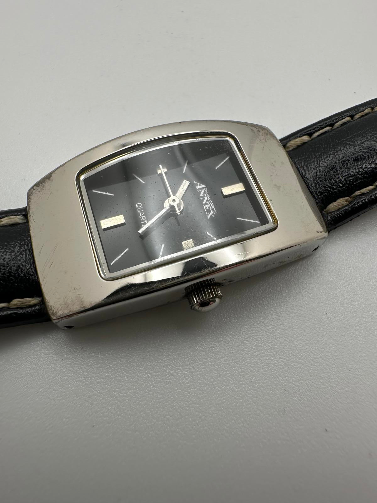 Vintage Annex Women’s Watch – Black Dial, Rectangle Case, Fresh Battery, Japan