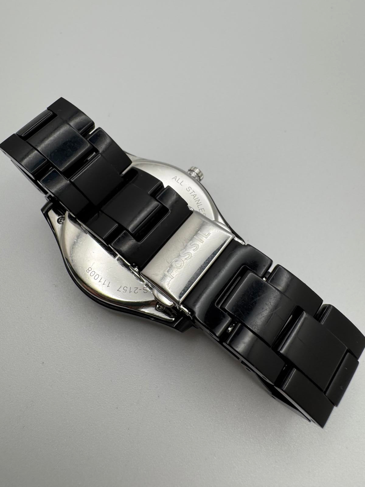 Fossil Black Multifunction Watch with Crystal Bezel – 37mm Quartz