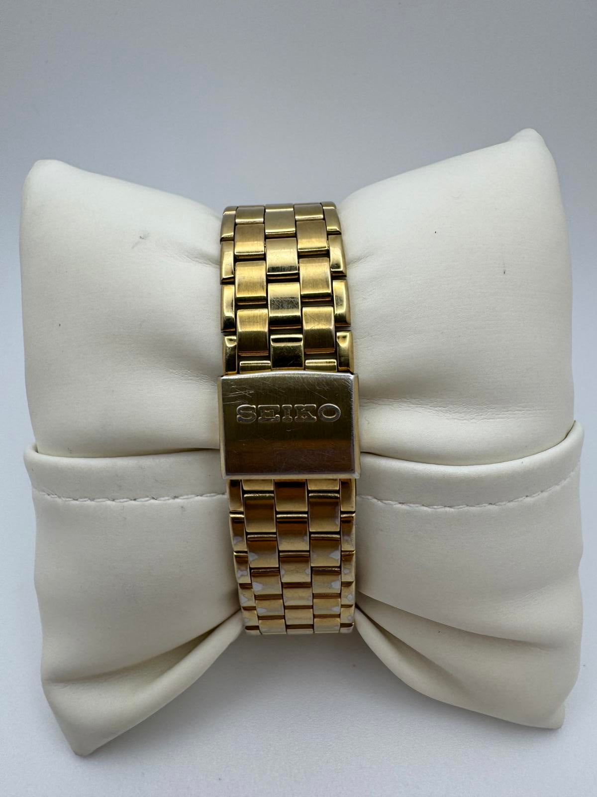 1990s Seiko Quartz Men’s Watch – Gold Tone Day Date 35mm Japan Vintage