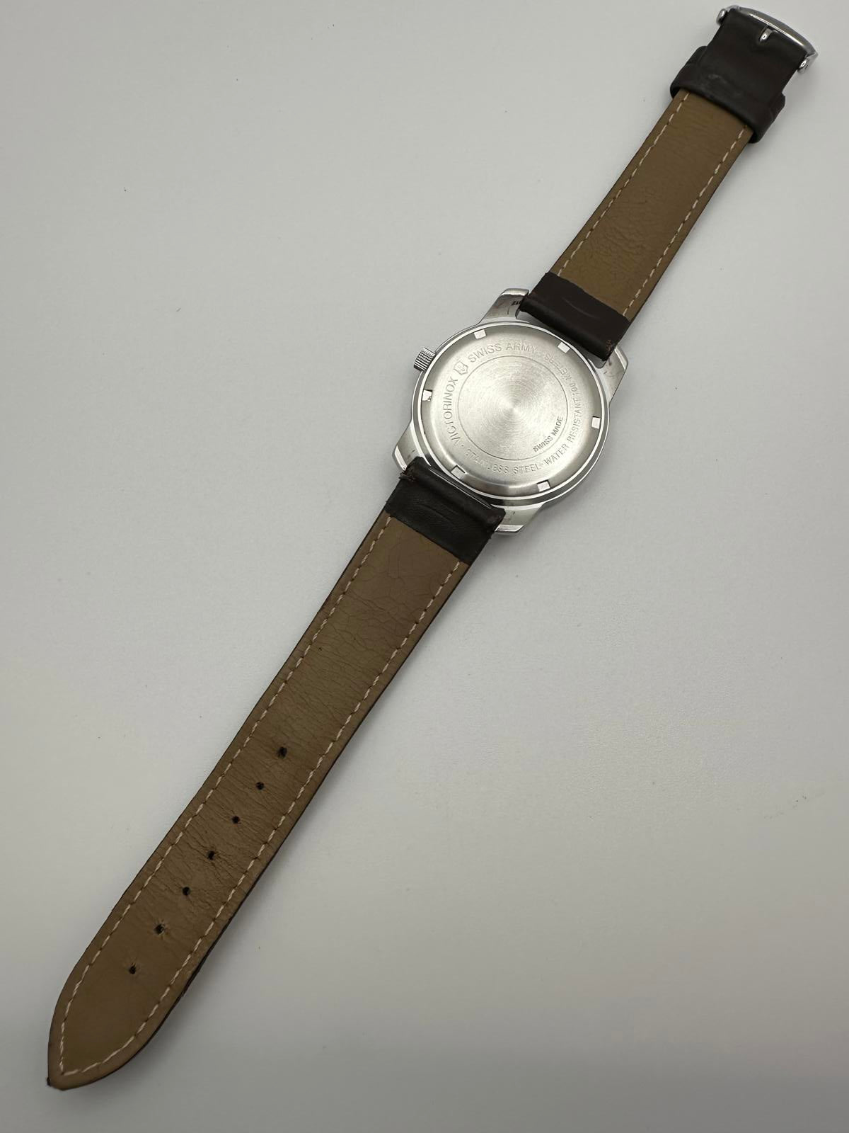 Victorinox Swiss Army Men’s 38mm Watch – White Dial, Date, Leather Strap