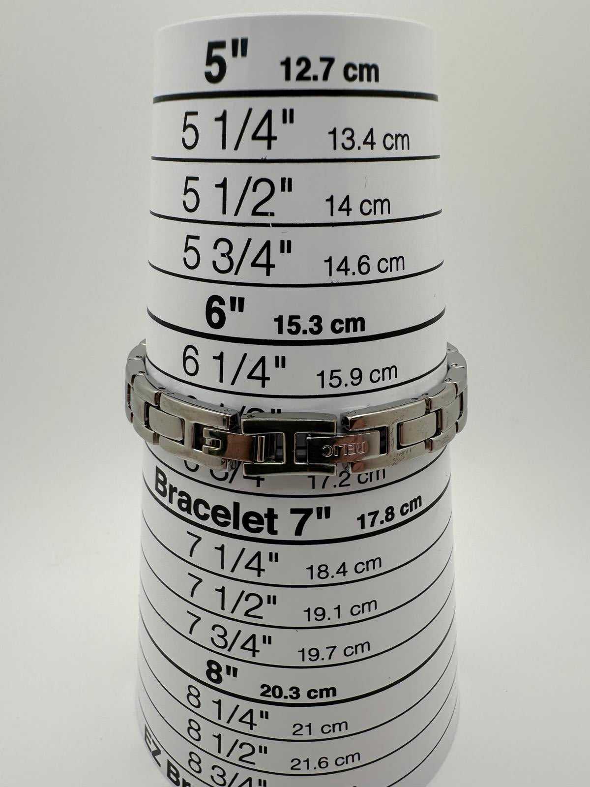 Relic Women’s Silver Crystal Quartz Watch Mother of Pearl Dial | New Battery