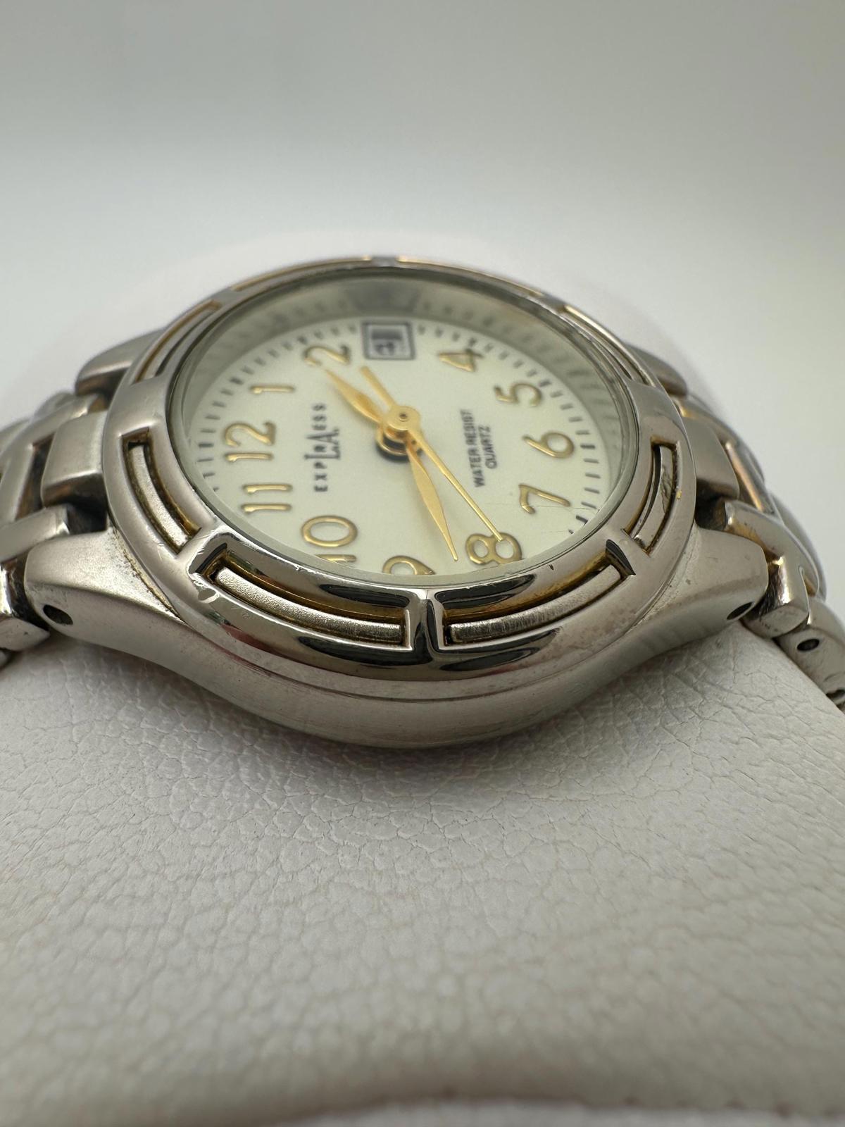 Vintage LA Express Quartz Watch – Gold-Tone Hands, Date Window, Runs Great