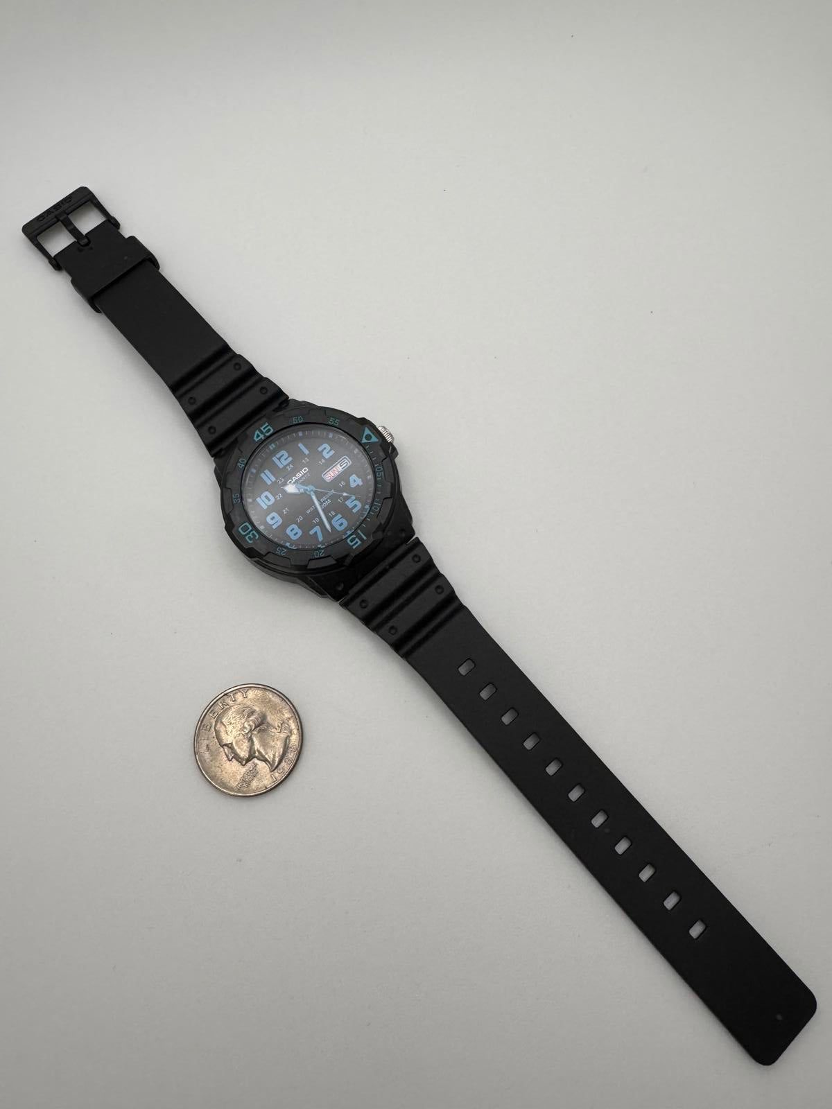 Casio MRW-200H Black & Blue Diver Style Quartz Watch 43mm | 100M Water Resist