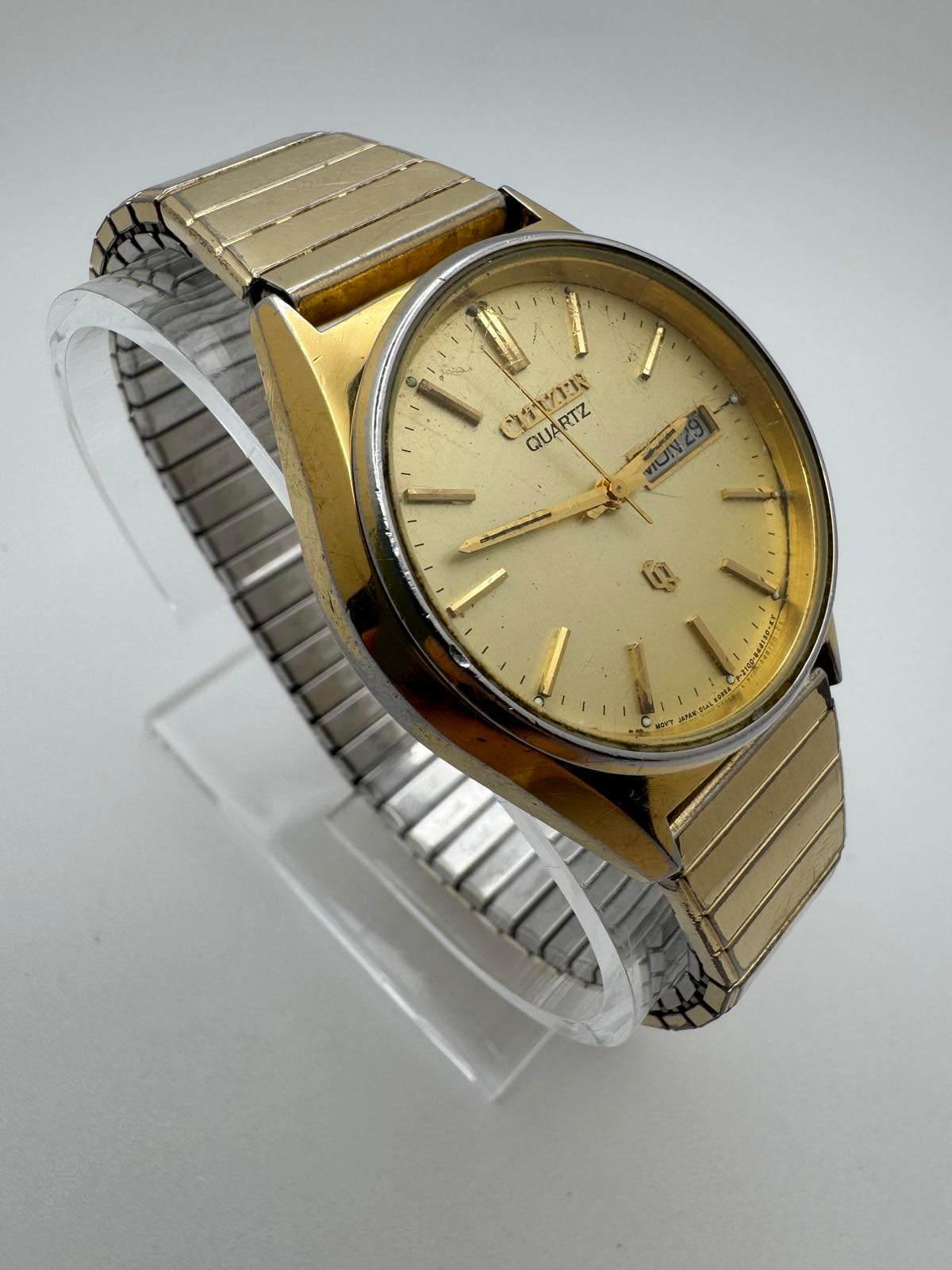 Citizen Quartz Men’s Gold Tone Watch – 35mm Case, Day-Date, Fresh Battery