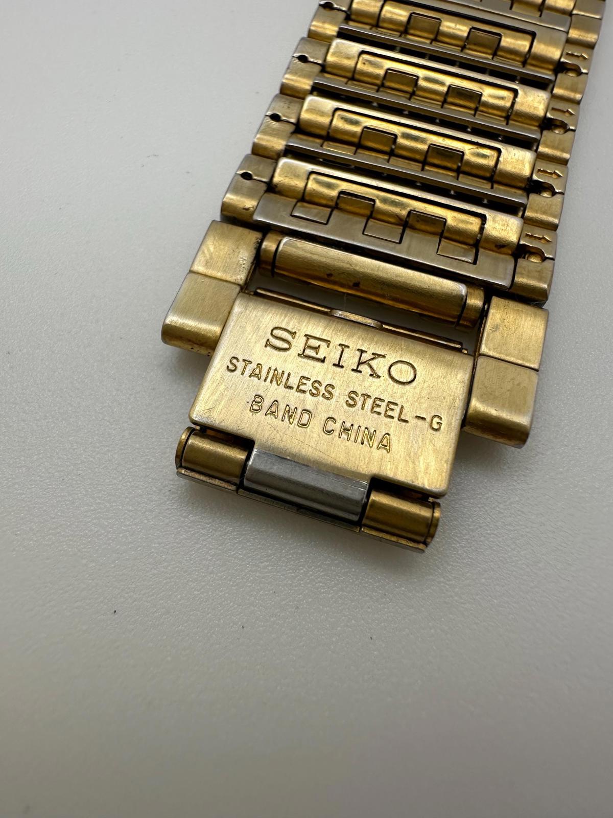 Vintage Seiko Quartz Gold Tone Tank Watch – Rectangular Case, 24mm, Fresh Battery, 7N01