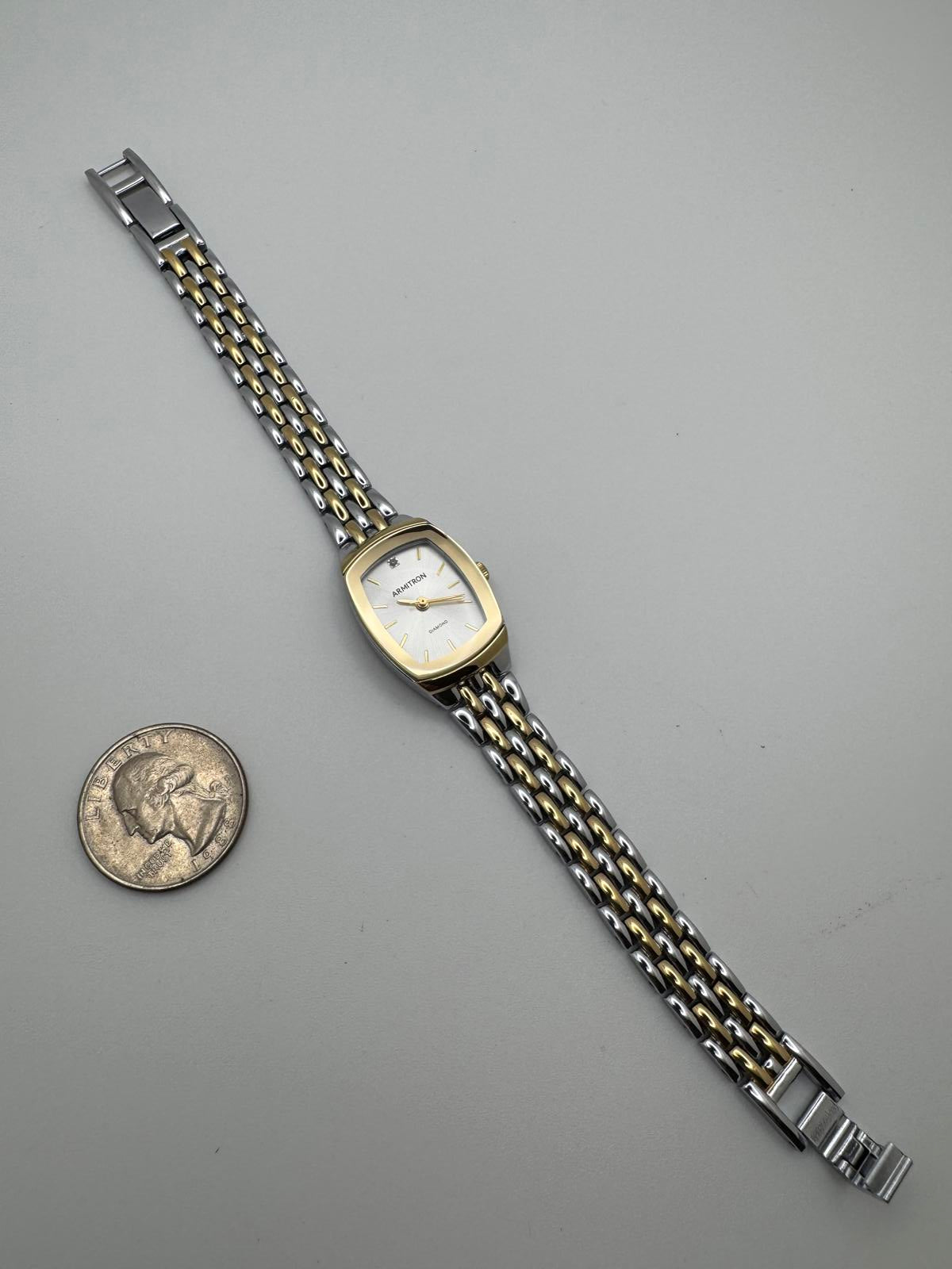 Armitron Women’s Diamond Accent Watch – 20mm Two-Tone Silver Gold Dress Quartz
