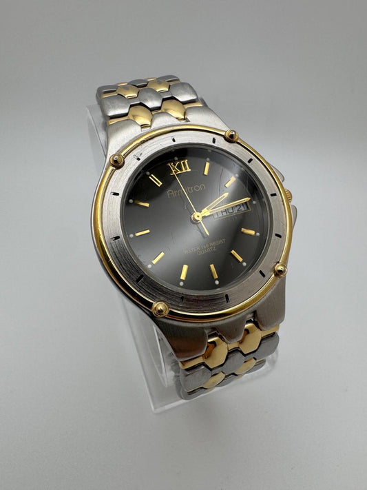 Armitron Men’s Two-Tone Quartz Watch | Black Dial | Day-Date | 36mm