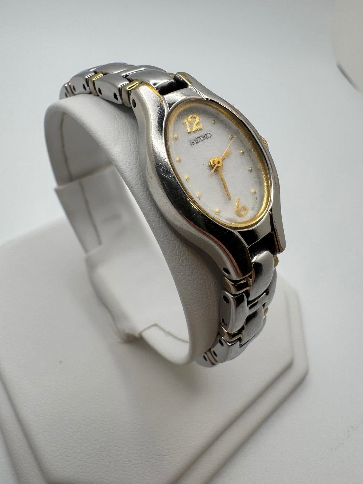 Vintage Seiko Women’s Quartz Watch 17mm Oval, Two-Tone Bracelet, Fresh Battery