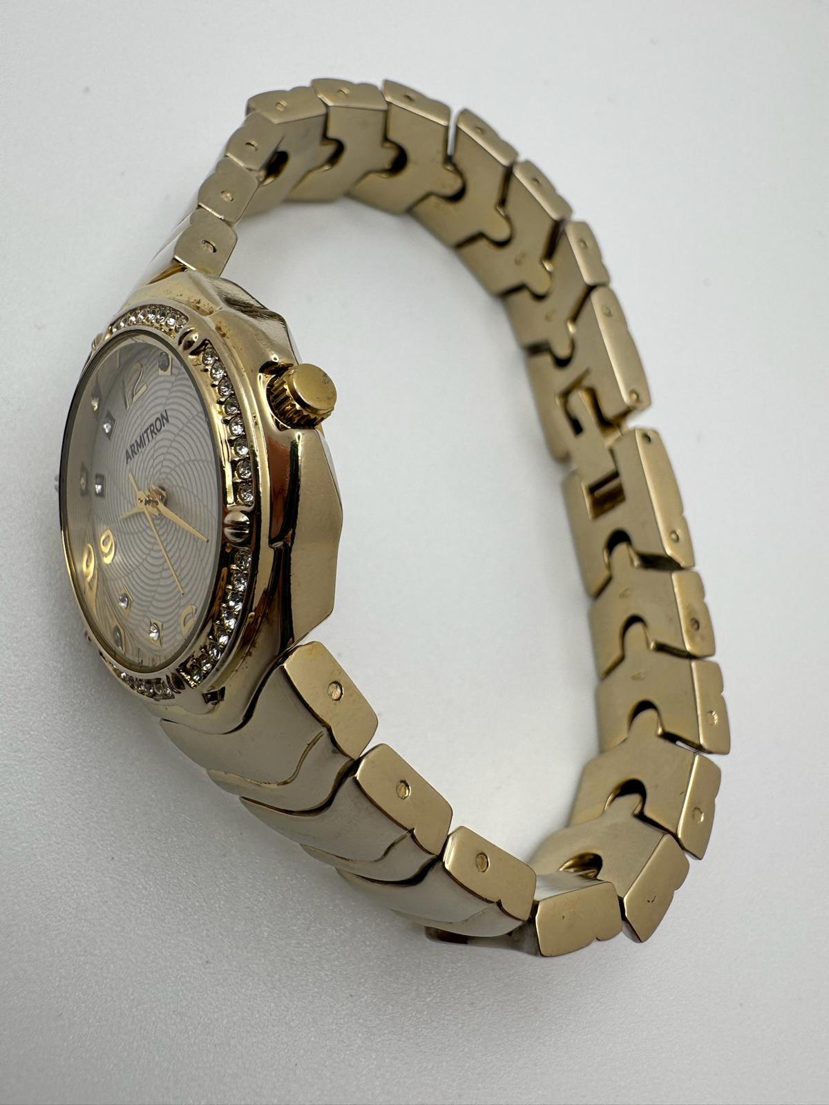 Armitron Gold Watch | Crystal Bezel, 28mm, New Battery