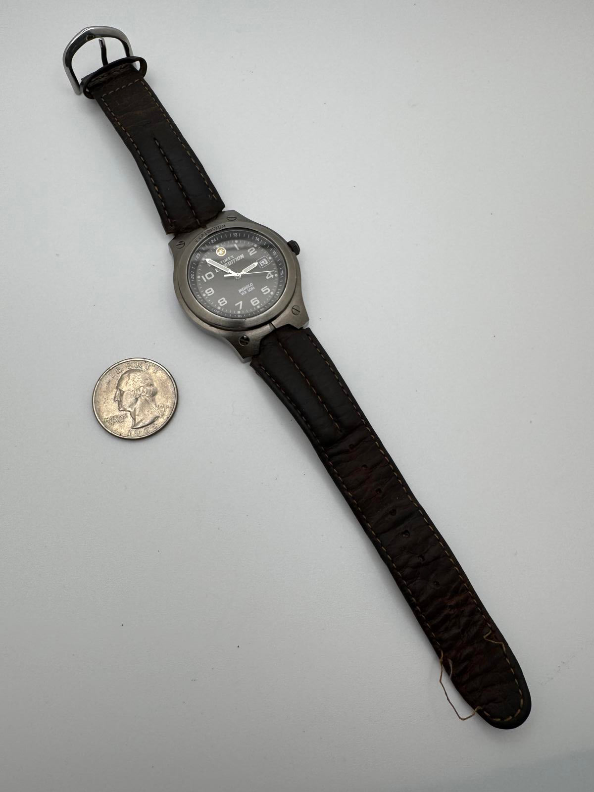 Timex Expedition 38mm Stainless Steel Quartz Watch with Brown Leather Band