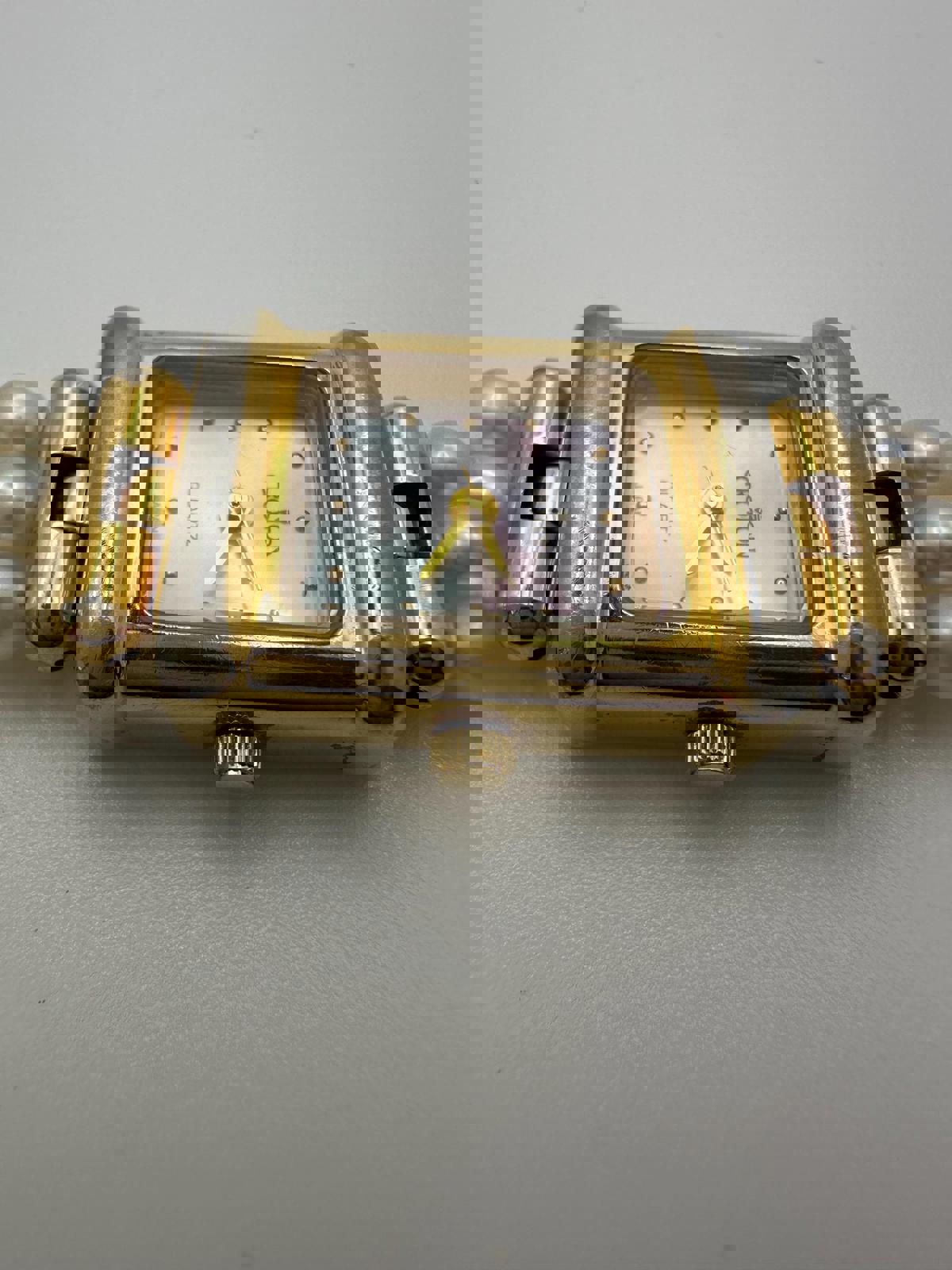 Vintage Croton Women’s Quartz Watch – Mother of Pearl Dial, Gold & Silver Two-Tone Case, Triple-Strand Faux Pearl Bracelet