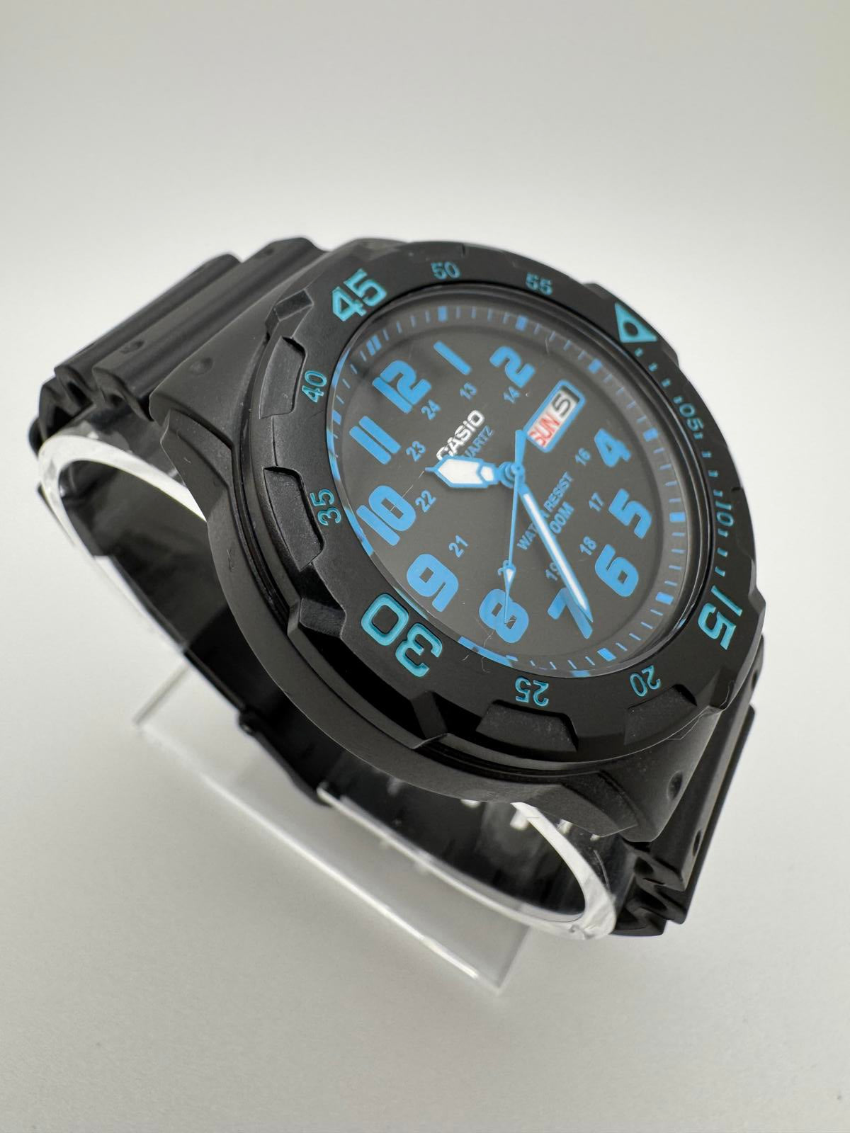 Casio MRW-200H Black & Blue Diver Style Quartz Watch 43mm | 100M Water Resist