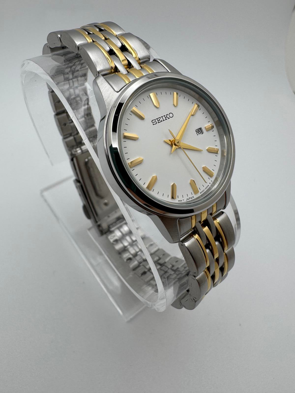 Seiko Two-Tone Stainless Steel Women’s Watch 29mm Japan Quartz Fresh Battery