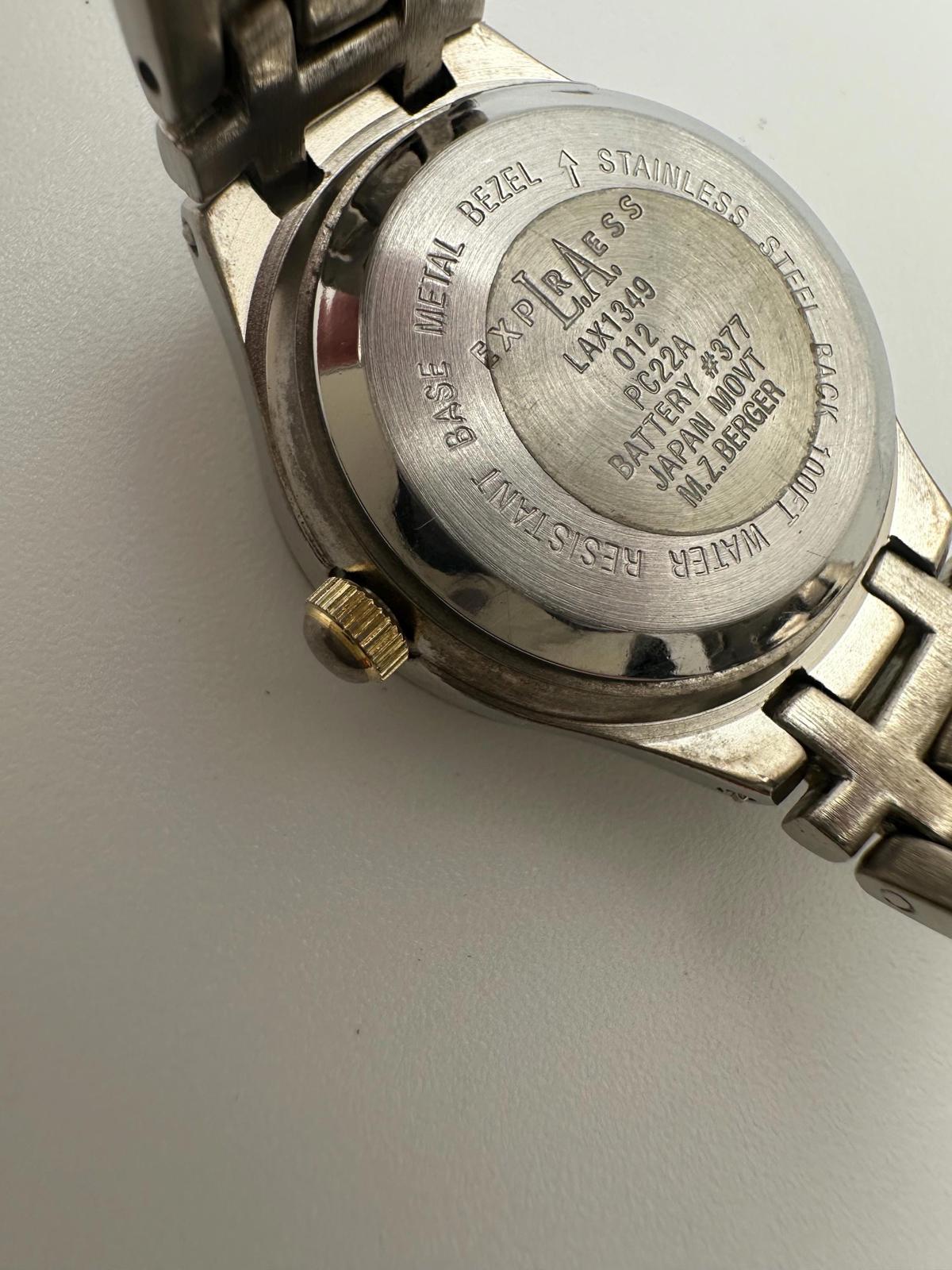 Vintage LA Express Quartz Watch – Gold-Tone Hands, Date Window, Runs Great