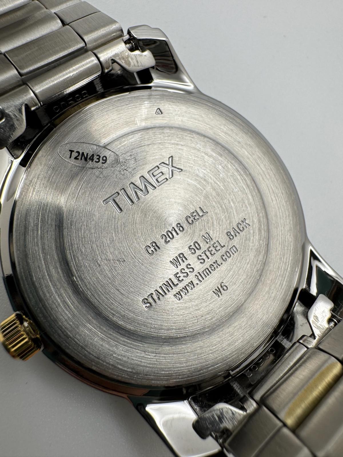 Timex Two-Tone Watch | 39mm, Indiglo, Day-Date, New Battery