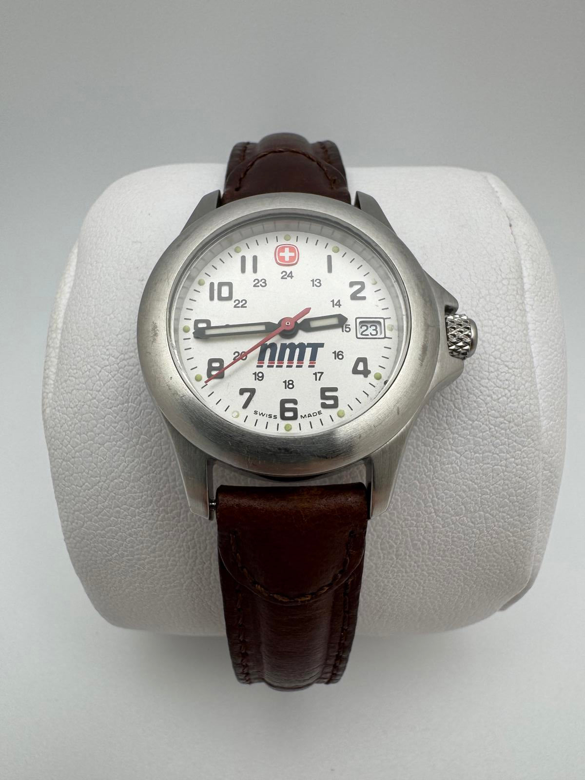 Wenger Swiss Made Women’s Watch 27mm Date White Dial Brown Leather Strap