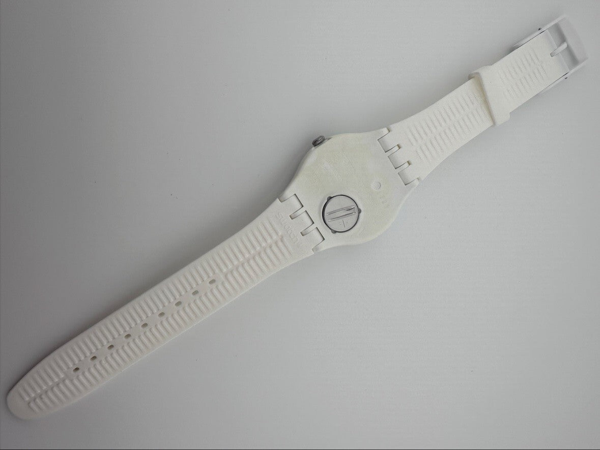 Swatch Mens Quartz Watch 40mm All White Day Date New Battery