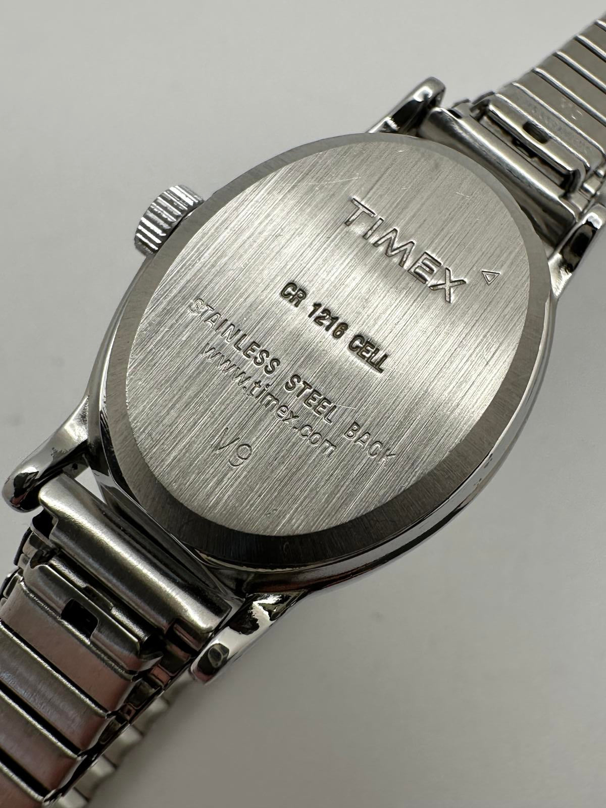 Vintage Timex Women’s Silver Oval Watch • 18mm • Fresh Battery • Classic Quartz