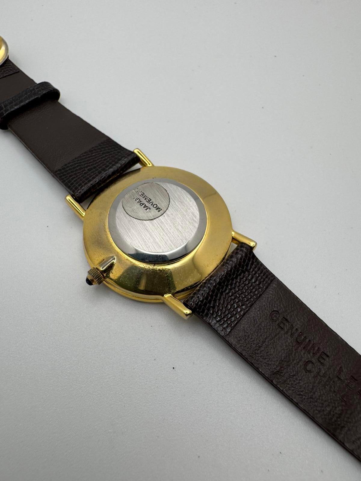 Vintage Pillsbury Promo Watch 33mm Gold Case Japan Quartz Brown Leather Band