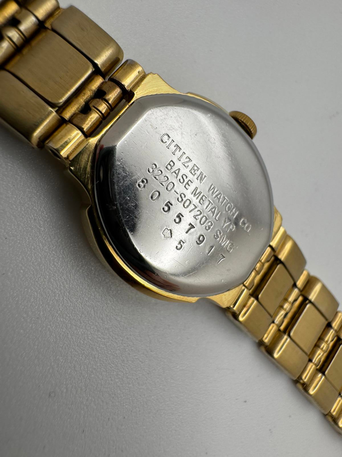 Vintage 1988 Citizen Quartz Gold Women’s Watch – Black Dial, 19mm