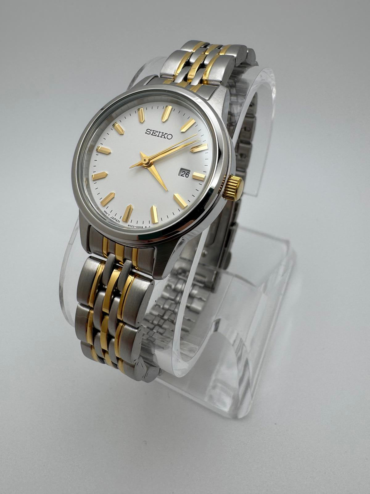 Seiko Two-Tone Stainless Steel Women’s Watch 29mm Japan Quartz Fresh Battery