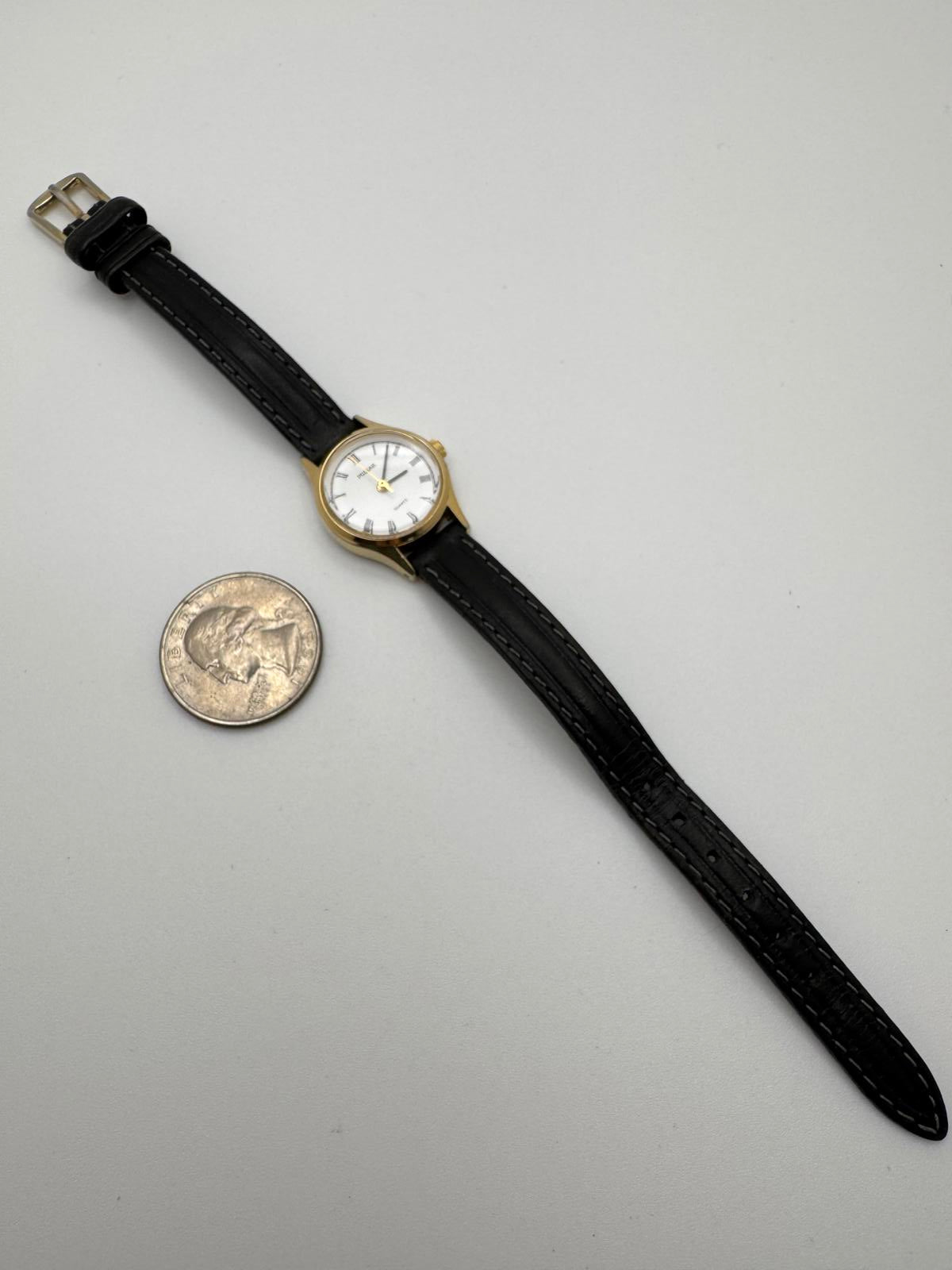 Vintage Pulsar Gold Tone Petite Quartz Watch 21mm Roman Dial Japan Movement