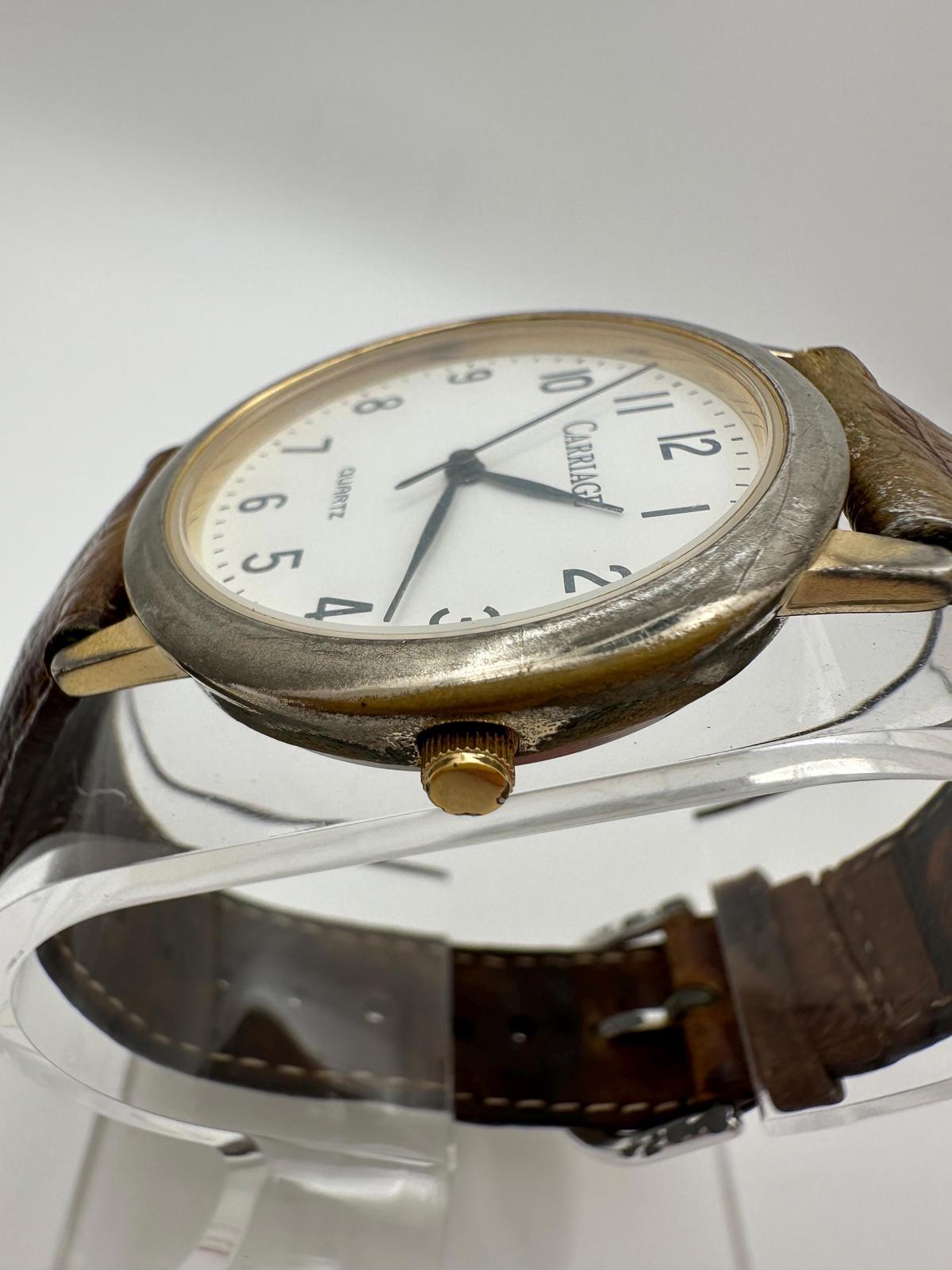 90's Vintage Timex Carriage Quartz Watch – 36mm, Fresh Battery, Worn Leather Strap