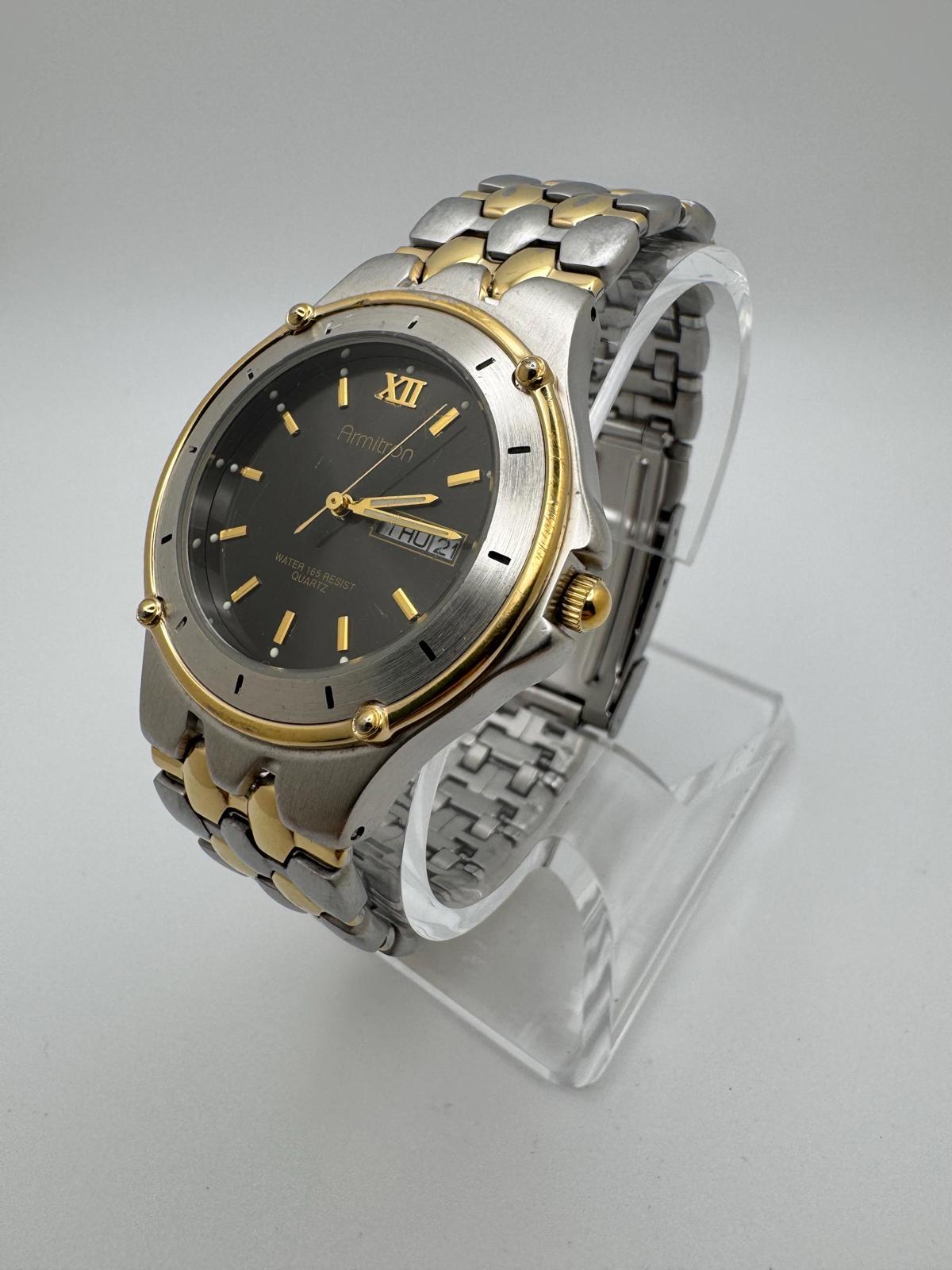 Armitron Men’s Two-Tone Quartz Watch | Black Dial | Day-Date | 36mm
