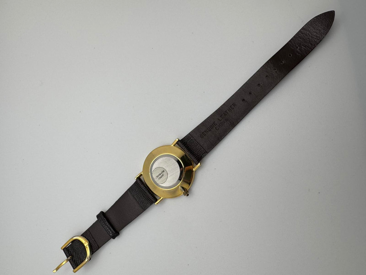 Vintage Pillsbury Promo Watch 33mm Gold Case Japan Quartz Brown Leather Band