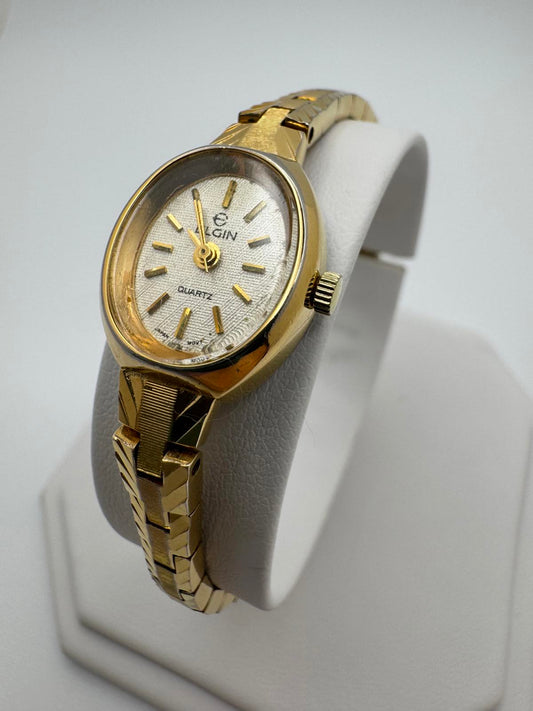 Vintage Elgin Gold Oval Quartz Women’s Watch Japan | 1970s–80s | Clean & Classic