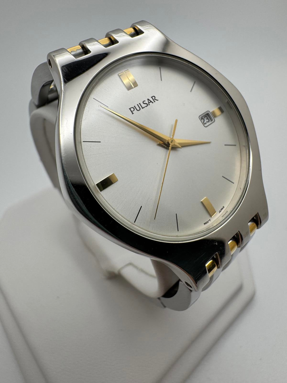 Vintage Pulsar Two-Tone Quartz Watch 35mm Silver/Gold Dress | Hole Watch Co