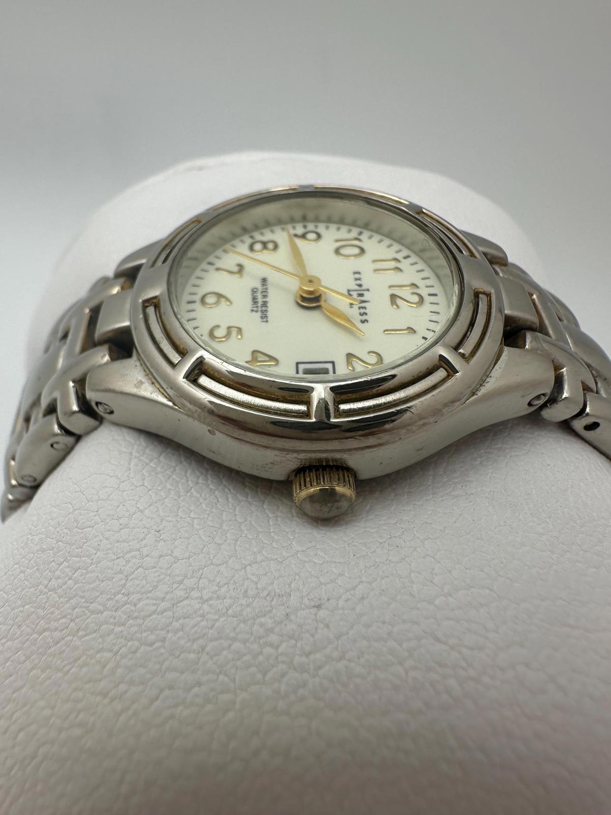 Vintage LA Express Quartz Watch – Gold-Tone Hands, Date Window, Runs Great