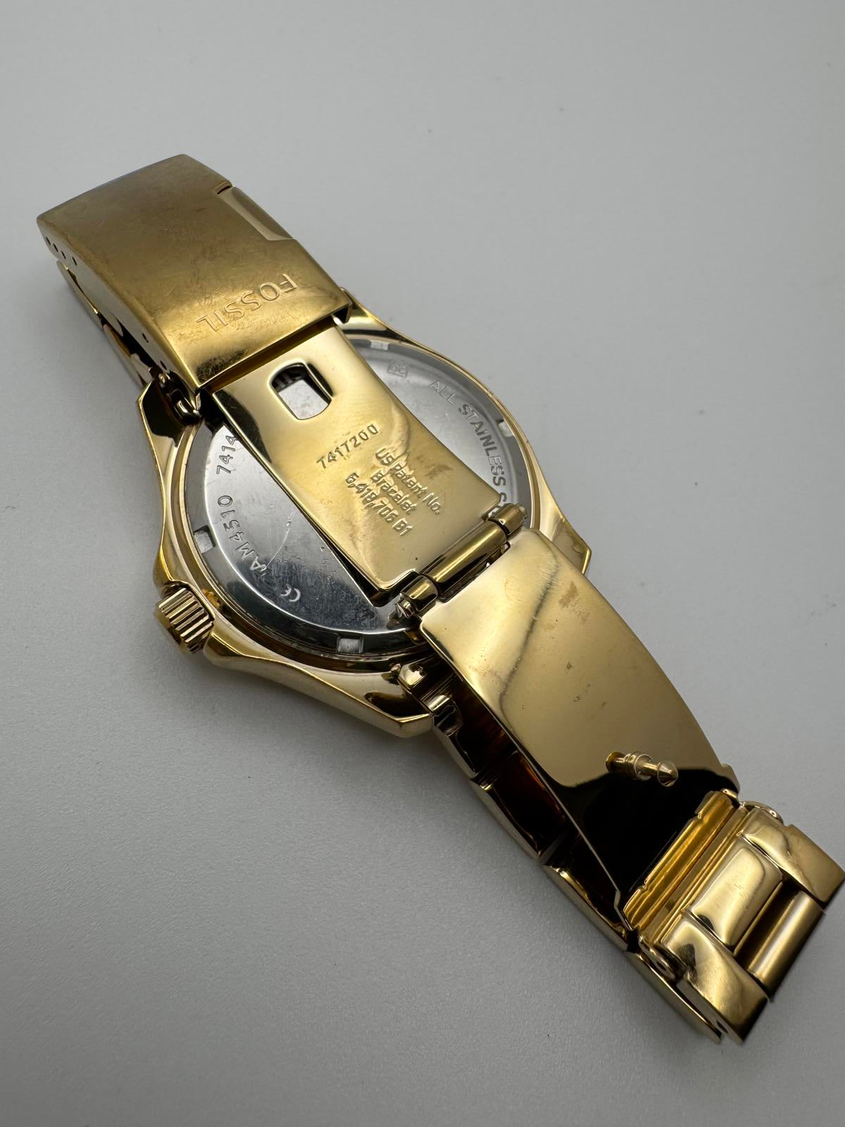 Fossil AM4510 Chronograph Watch – 39mm Gold Tone Quartz, Multi-Function Unisex