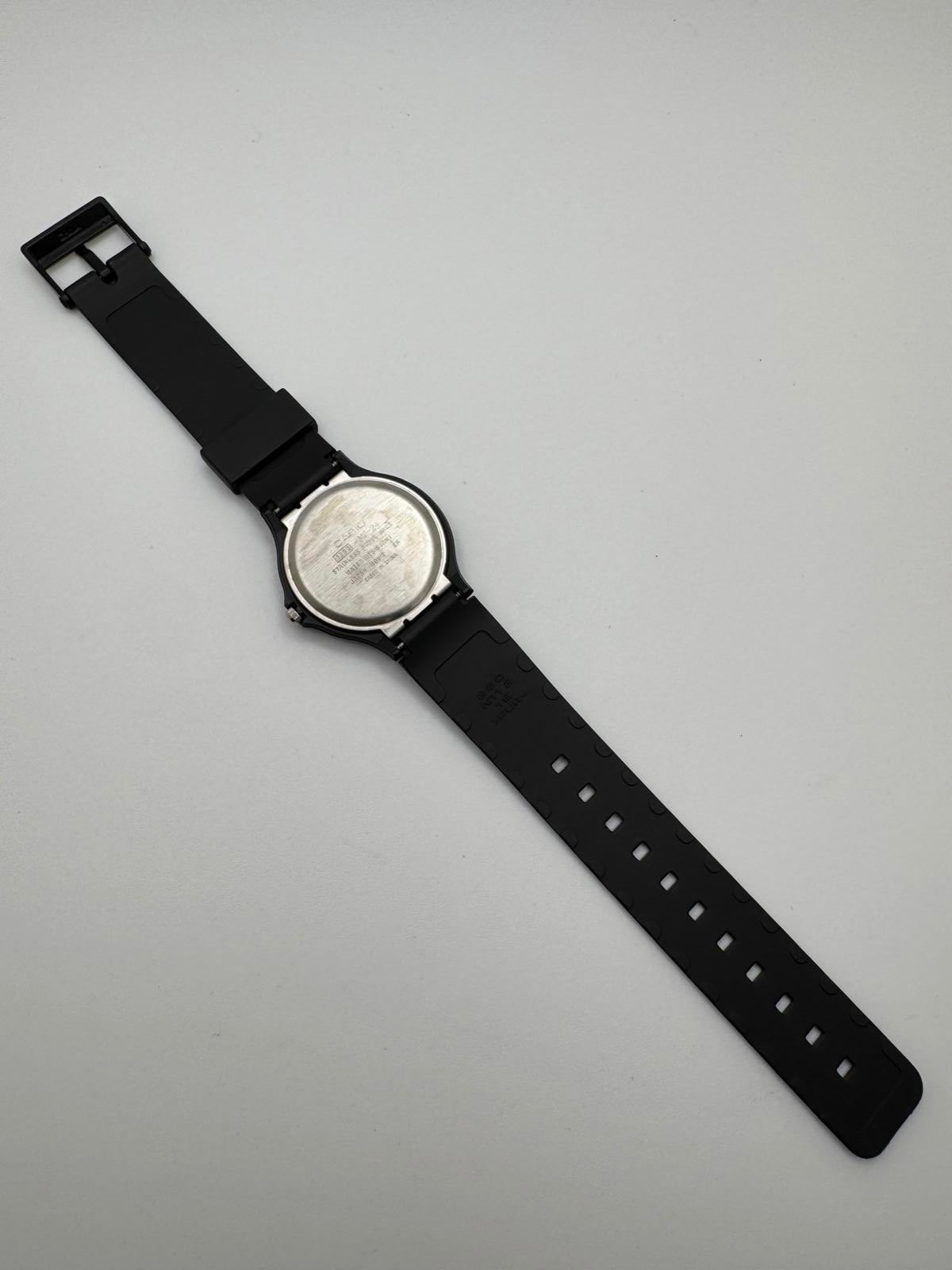 Casio MQ-24 Classic Black Quartz Watch – White Dial Japan Movement New Battery