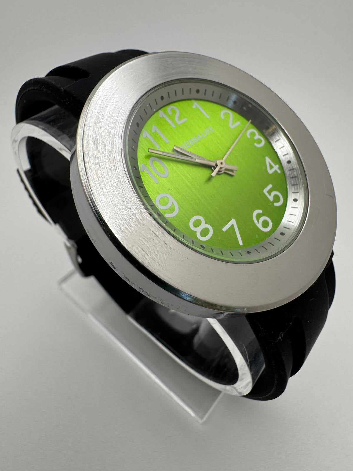 Herbalife Quartz Watch – 45 mm Green Dial, Black Band, Cleaned, New Battery