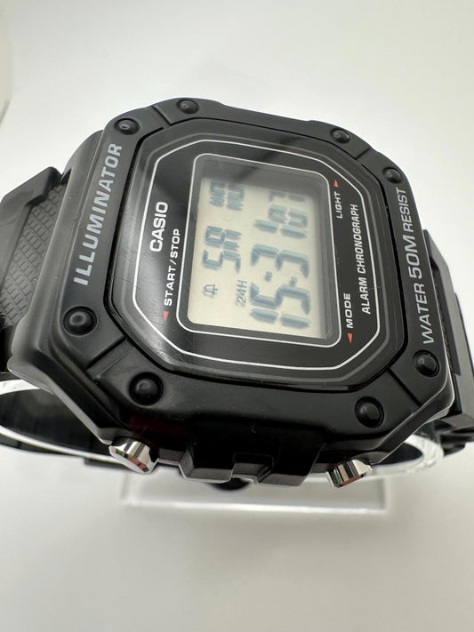 Casio Illuminator Digital Watch – Model 3224 W-218H – Black Resin Strap, 50M Water Resistant, Alarm & Chronograph