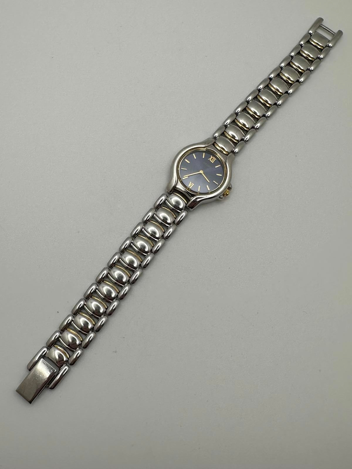 Women’s Seiko Quartz – 22mm Blue Dial, Two-Tone Bracelet, Fresh Battery, Cleaned