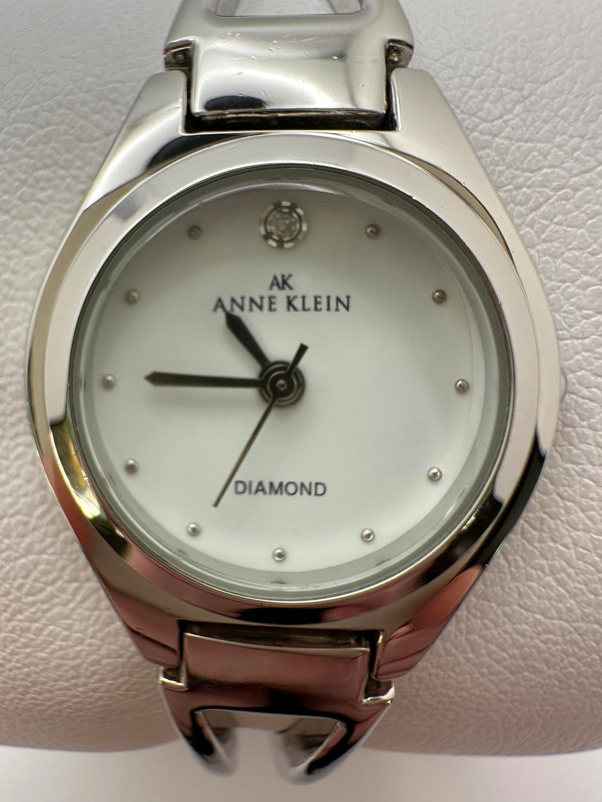 Anne Klein Women’s Diamond Accent Silver-Tone Bracelet Watch, 24mm, New Battery