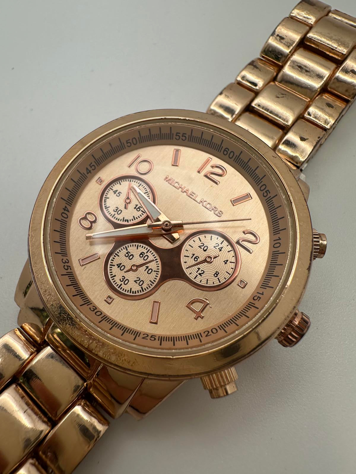 Michael Kors Rose Gold Chronograph-Style Watch – 37.5mm, Quartz, Fresh Battery