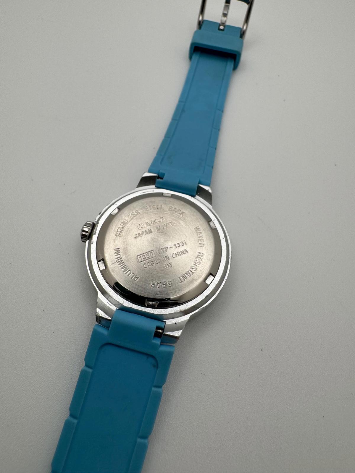 Casio Women’s 32mm Blue Sport Watch – New Battery, WR 50M, LTP-1331, Aluminum Stainless Steel Back