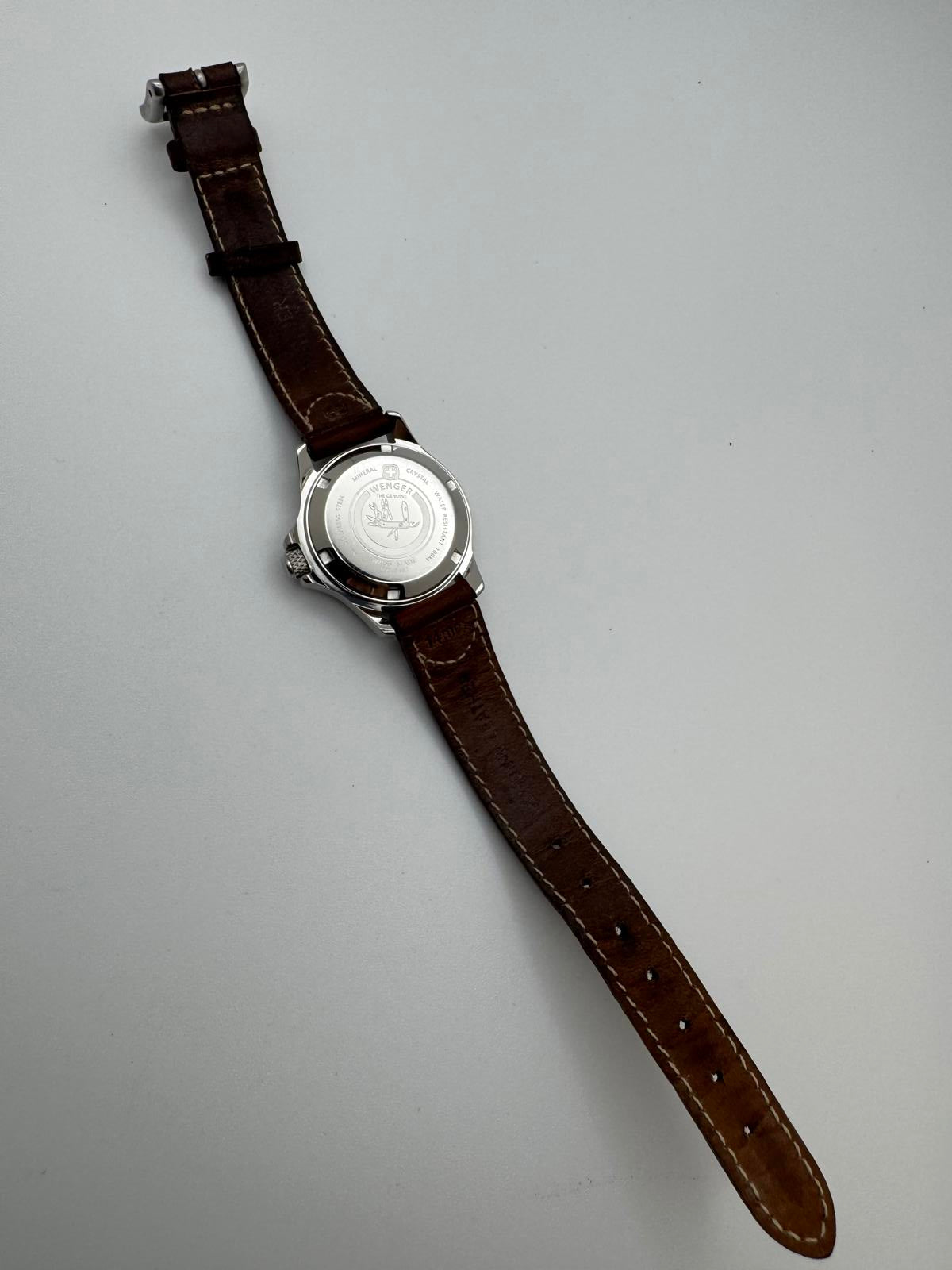 Wenger Swiss Made Women’s Watch 27mm Date White Dial Brown Leather Strap